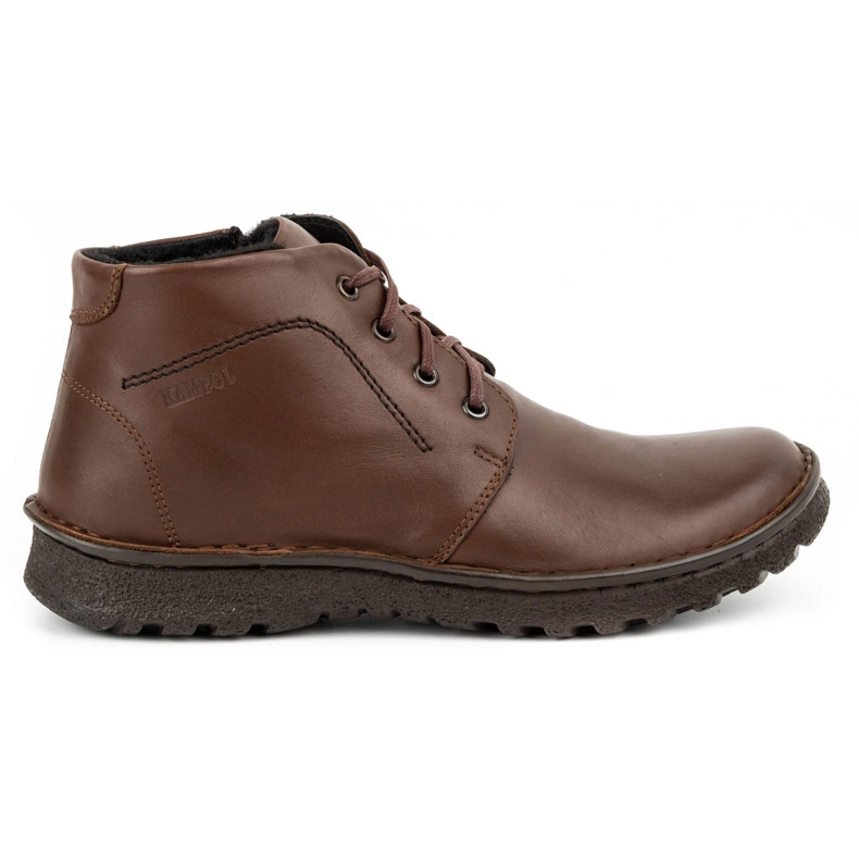 Kampol Botas invierno piel cordones 131KA marron marrón