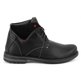 Olivier Botas de piel de invierno para hombre 124GT negras negro