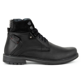 Olivier Botas de piel de invierno para hombre 135GT negras negro