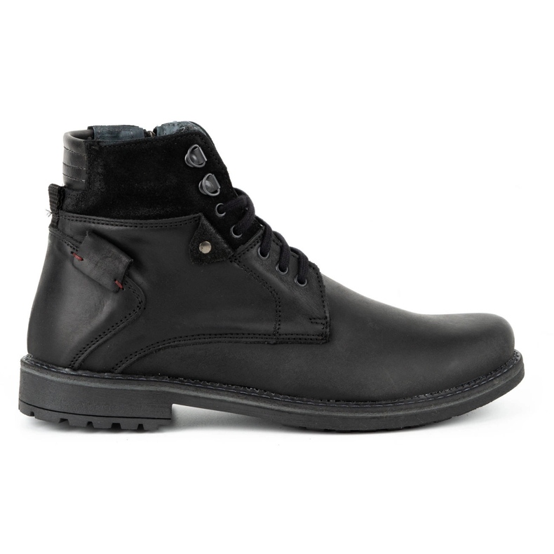 Olivier Botas de piel de invierno para hombre 135GT negras negro