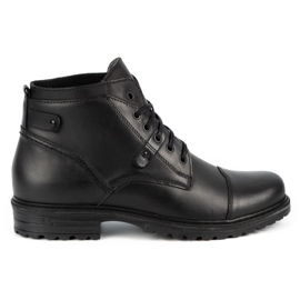 Olivier Botas militares de cuero para hombre Mpb negras negro