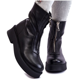 BM Botas De Mujer Con Cremallera En La Plataforma Negro Laretto