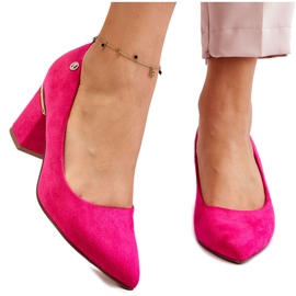 Zapatos De Tacón Alto De Ante Clásicos Con Adorno Derren Fucsia rosa