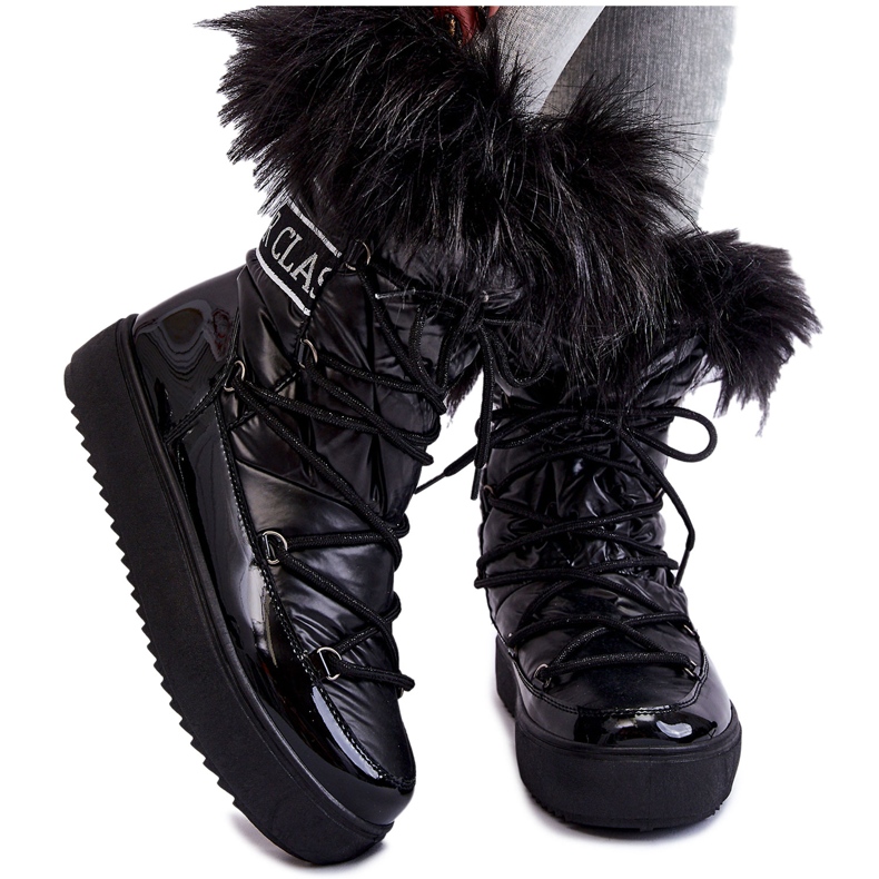 Botas de Nieve Mujer Cordones Negro Santero