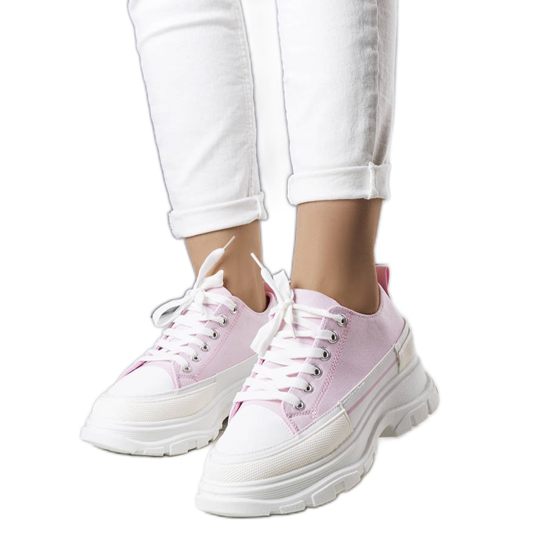 BM Zapatillas rosas de plataforma alta de Lavaris rosado