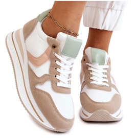 PG1 Deportivas Mujer Cuña Blancas Y Beige Neva blanco