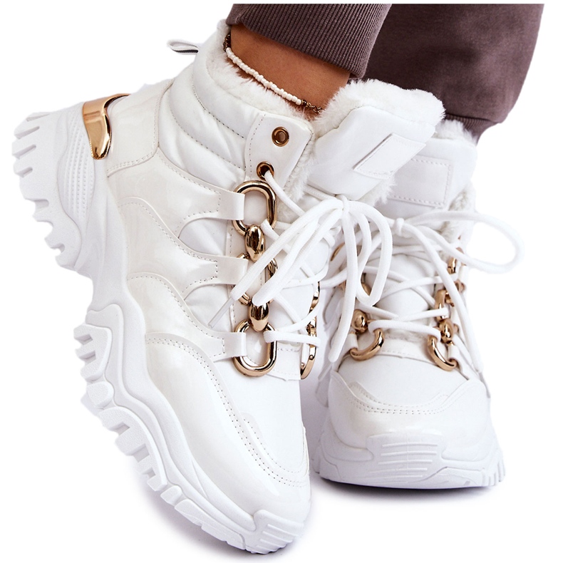 Botas Deportivas Con Aislamiento Para Mujer Trappers Con Cordones Blanco Bastini Botas Deportivas Con Aislamiento Para Mujer Trappers Con Cordones Blanco Bastini
