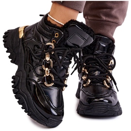 Botas Deportivas Con Aislamiento Para Mujer Trappers Con Cordones Black Bastini negro