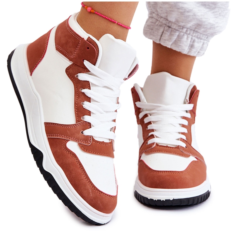BM Zapatillas Deportivas Mujer Altas Sneakers Blanco Camel Rumor marrón