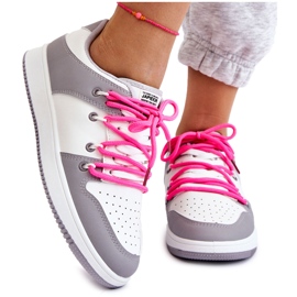 Zapatillas Mujer Clásicas Doble Cordones Blanco-Gris Jella