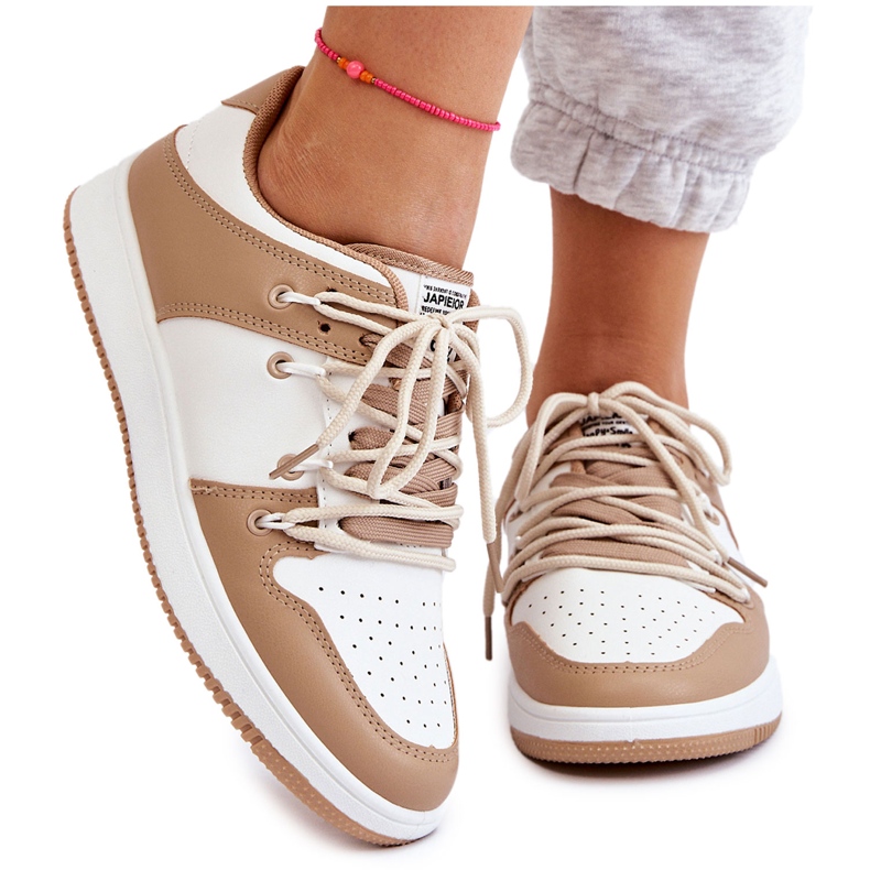 BM Zapatillas Mujer Clásicas Doble Cordones Blanco-Beige Jella