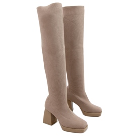 PA1 Botas de tacón alto de Hilary Khaki beige