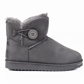 Cálidas botas de nieve para mujer Shelovet gris con botón.