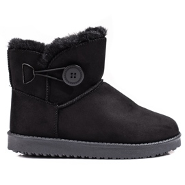 Cálidas botas de nieve para mujer Shelovet negras con botón. negro