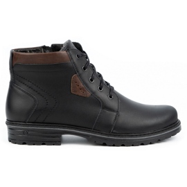 Polbut Botas invierno hombre piel J34S Negro con marron marrón