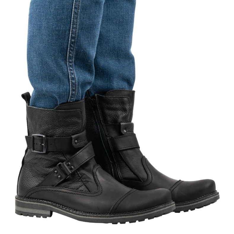 Olivier Botas de piel para hombre Chelsea boots 82KZ negro