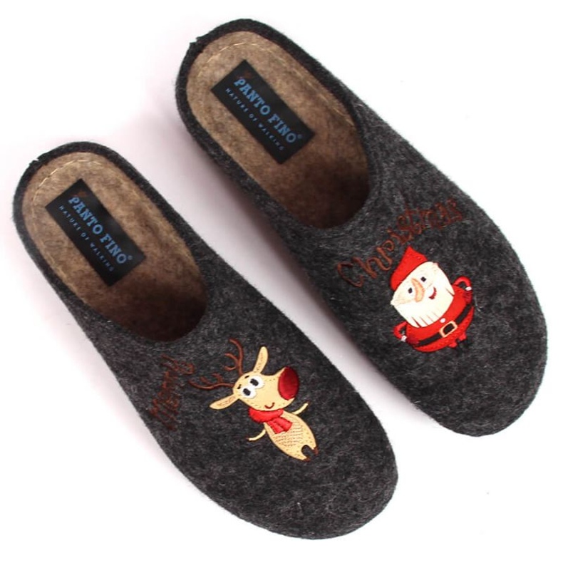 Pantuflas festivas de fieltro Panto Fino W KK267038 INT1798 gris