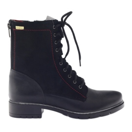 Botas de piel para mujer Kazkobut 2809 botas negras negro rojo Botas de piel para mujer Kazkobut 2809 botas negras negro rojo