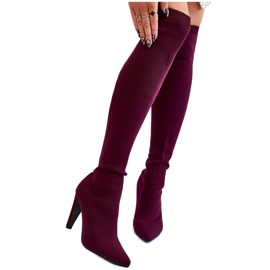 BM Botas Tacón Con Calcetín Burdeos Renoli rojo multicolor
