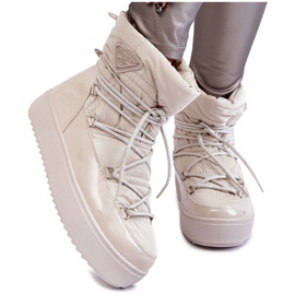 PM1 Botas De Nieve Con Cordones De Moda Para Mujer Beige Claro Carrios PM1 Botas De Nieve Con Cordones De Moda Para Mujer Beige Claro Carrios