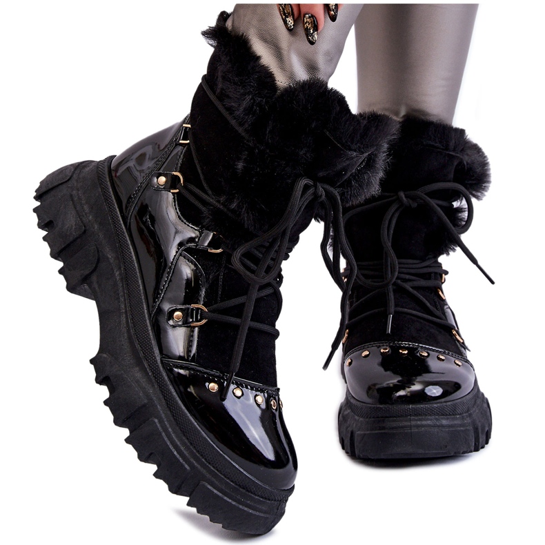 Botas De Mujer Con Cordones De Pelo Negro Merron Botas De Mujer Con Cordones De Pelo Negro Merron