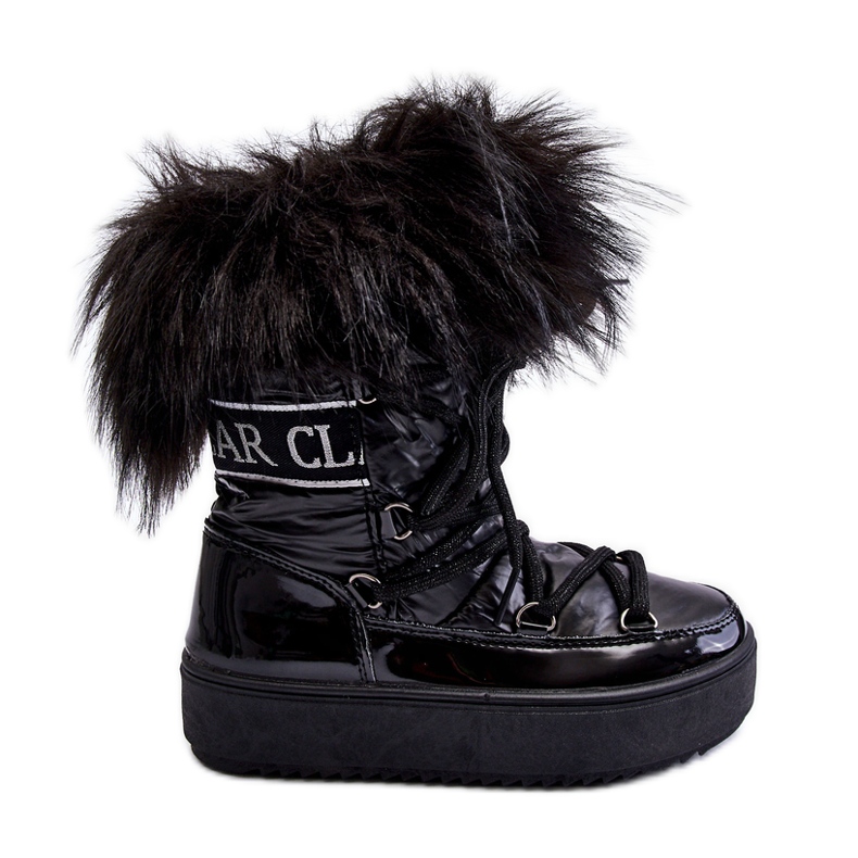PM1 Botas De Nieve Con Aislamiento Para Niños Con Cordones Negro Colioris