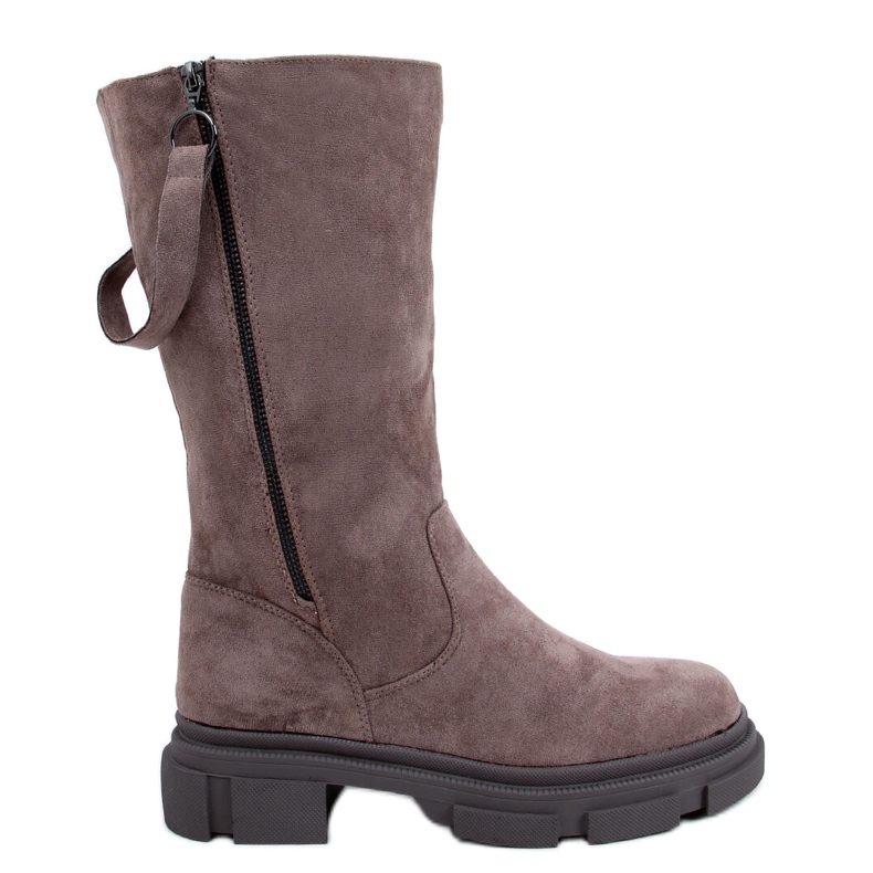 Botas planas de mujer color caqui beige