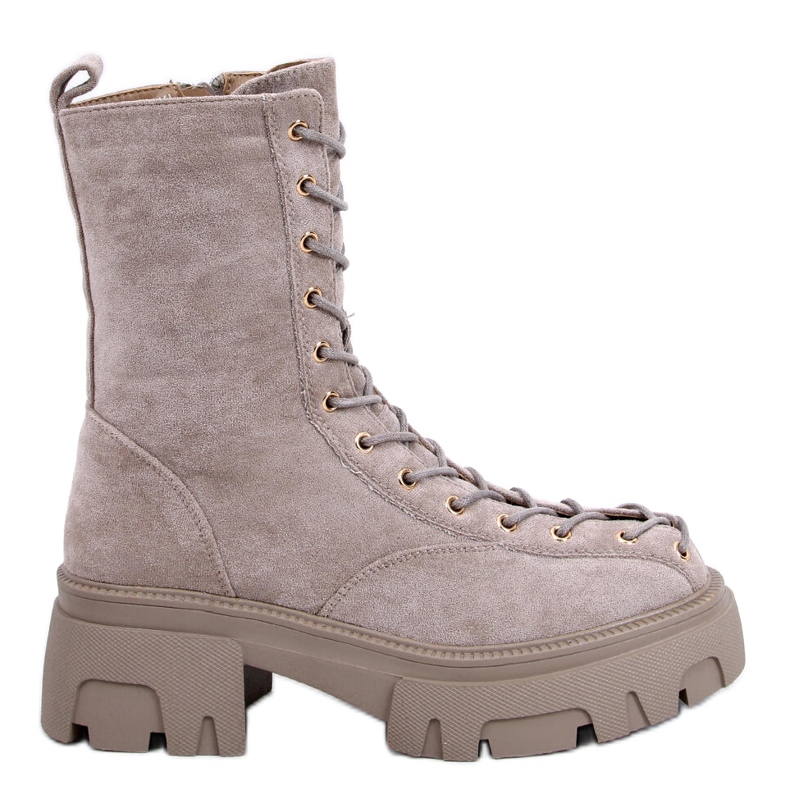BM Botas con cordones de mujer Wayne Caqui beige gris