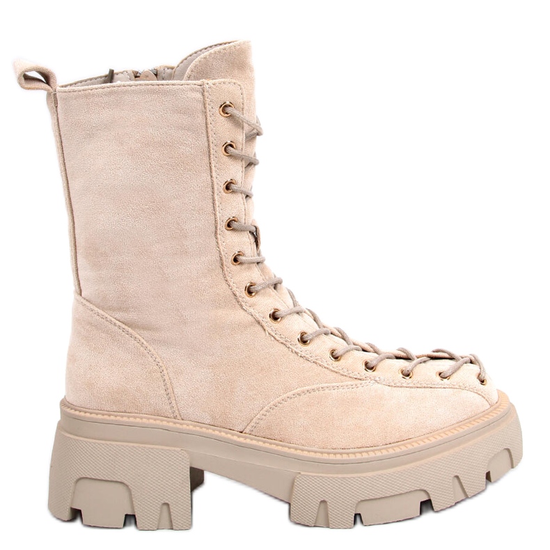 BM Botas con cordones de mujer Wayne Beige