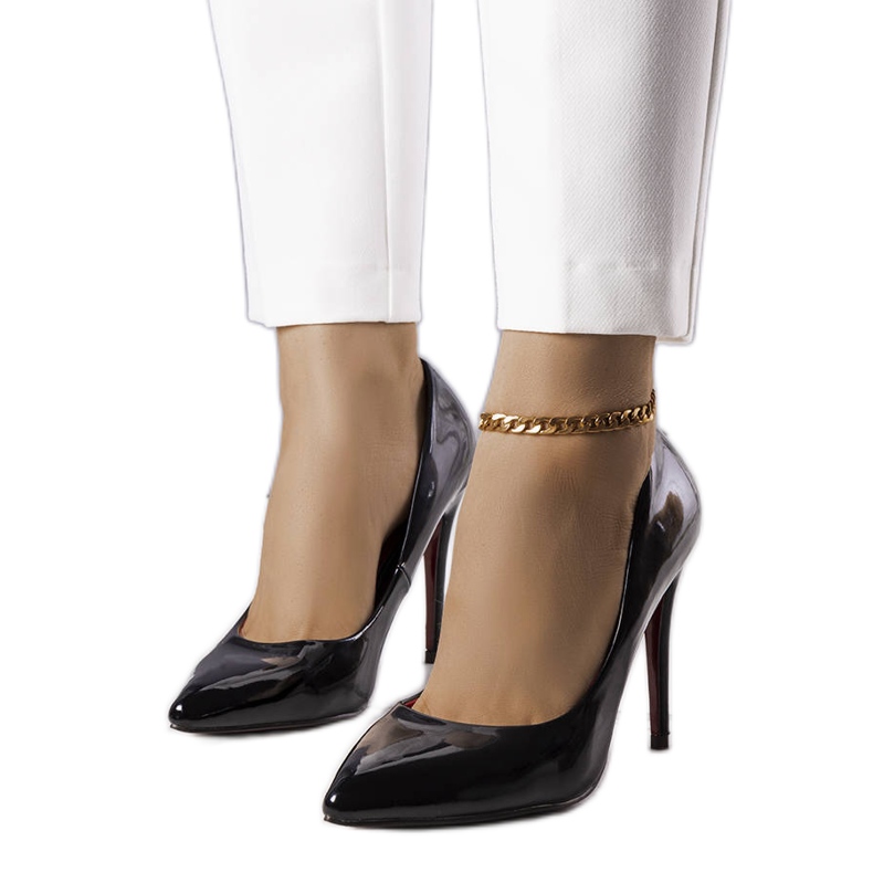 PA1 Zayd tacones lacados en negro PA1 Zayd tacones lacados en negro