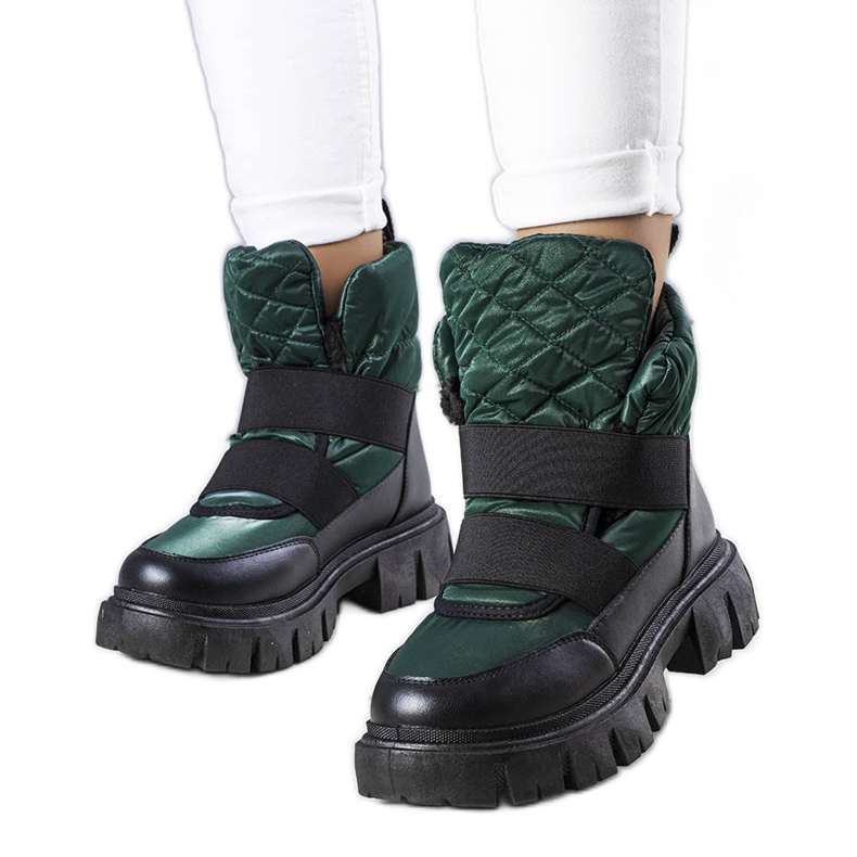 Botas para la nieve sin cordones con aislamiento verdes de Francisco negro Botas para la nieve sin cordones con aislamiento verdes de Francisco negro