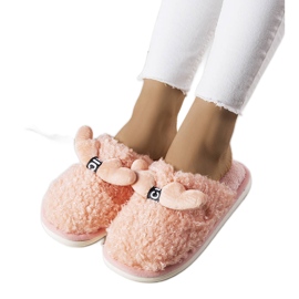 Pantuflas rosas con pelo de Rosny rosado