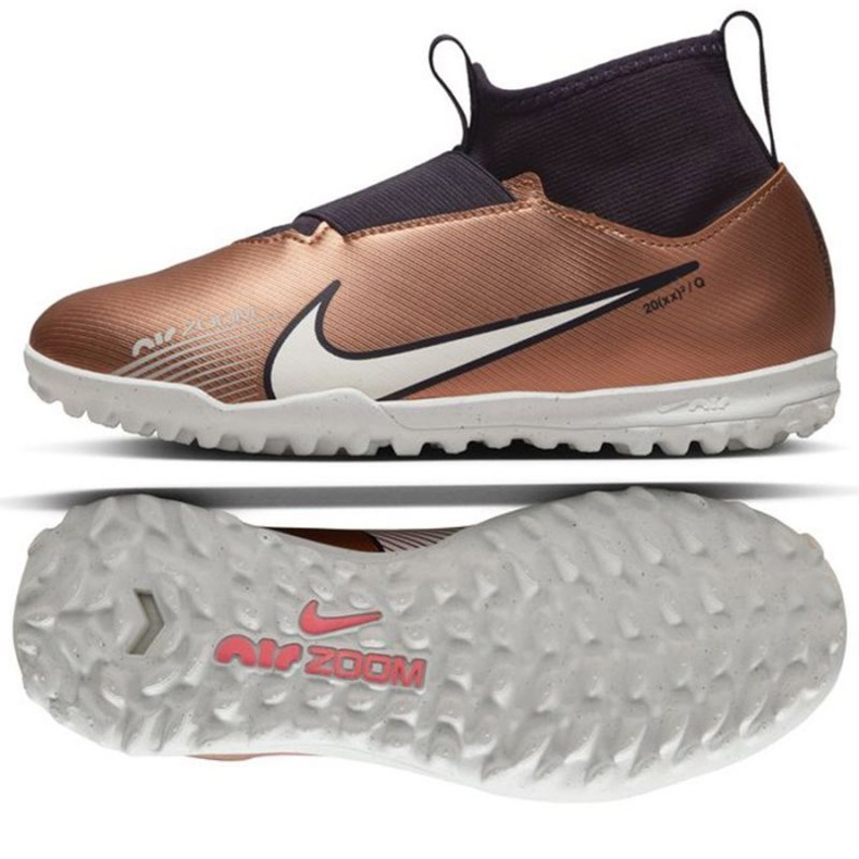 Nike Zoom Mercurial Superfly 9 Academy Qatar Tf Jr DR6053 810 zapatos de fútbol oro, bronce dorado