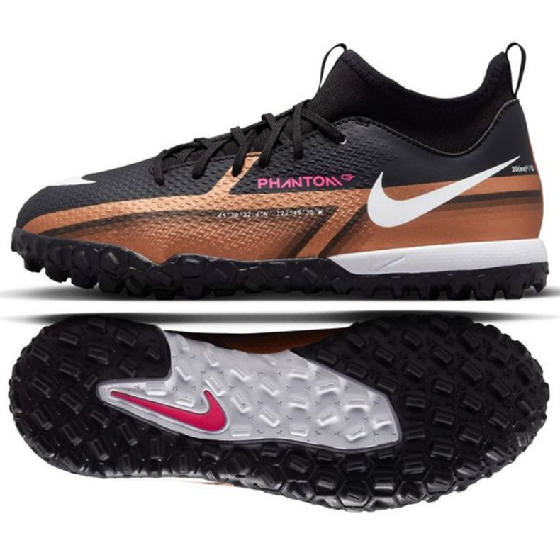 Nike Phantom GT2 Academy Qatar Dynamic Fit Tf Jr DR6061 810 zapatos de fútbol marrón, negro beiges y marrones Nike Phantom GT2 Academy Qatar Dynamic Fit Tf Jr DR6061 810 zapatos de fútbol marrón, negro beiges y marrones