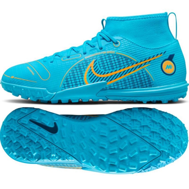 Nike Mercurial Superfly 8 Academy Tf Jr DJ2864 484 zapatos de fútbol azul azul