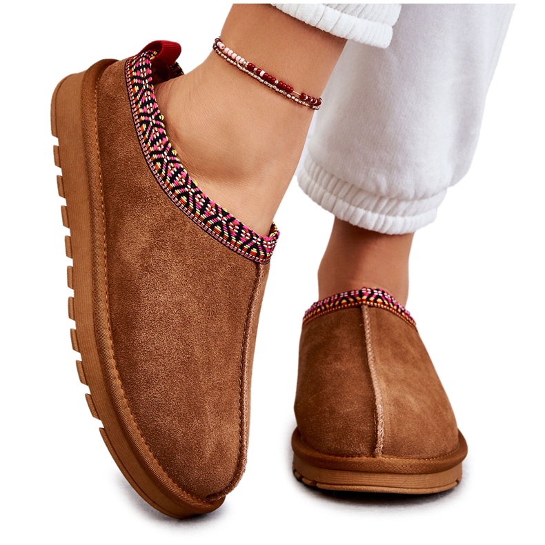 Pantuflas Mujer Ante Piel Camello Buffie marrón