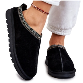 Pantuflas Mujer Ante Con Pelo Negro Buffie