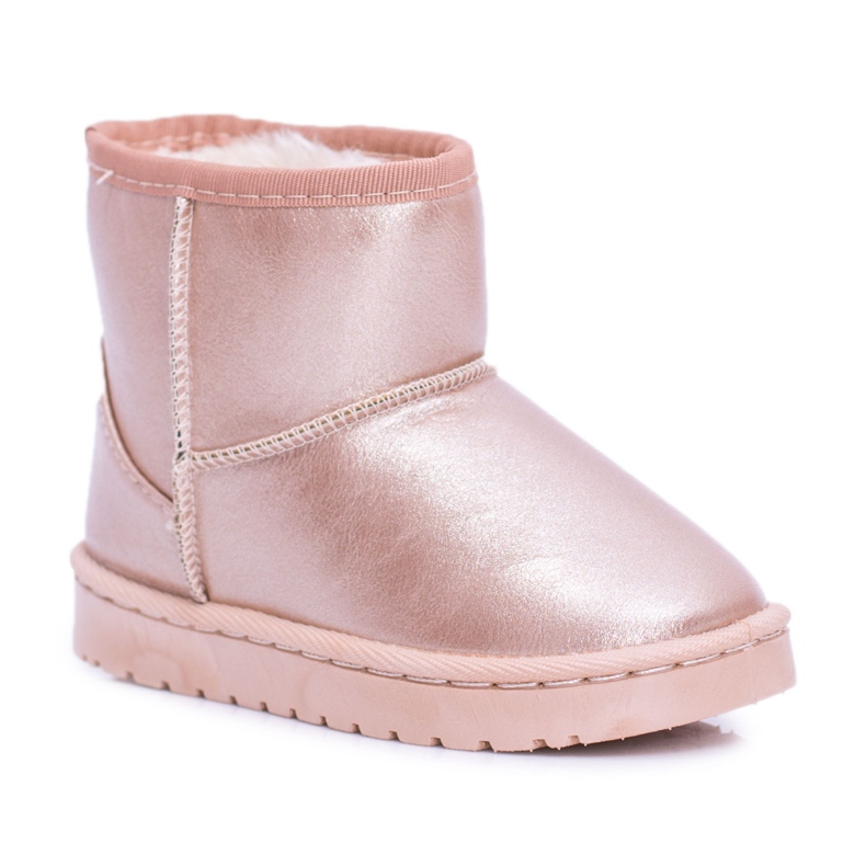 FRROCK Botas de nieve cálidas para niños color champán Scooby rosado dorado