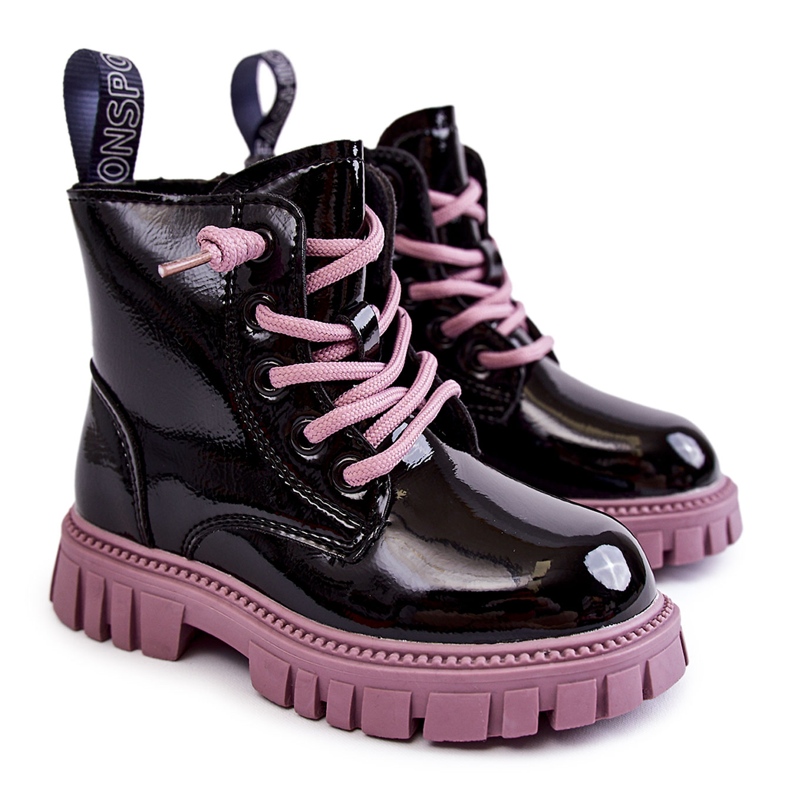 PA1 Botas Cálidas Heidi Lacado Negro y Violeta