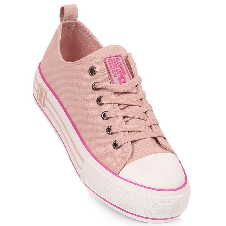 Zapatillas de mujer en la plataforma de color rosa polvo Big Star LL274181 rosado