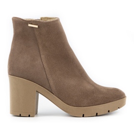 Olivier Botas aislantes de mujer Riva de ante en color beige oscuro