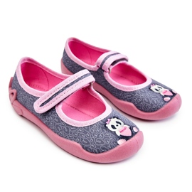 BEFADO S.A. Pantuflas Infantiles Befado Panda 114X506 Gris-Rosa rosado