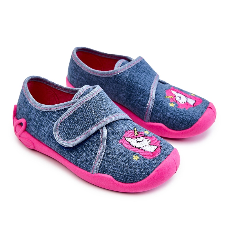 BEFADO S.A. Pantuflas Infantiles Befado Unicornio 122X016 Azul-Rosa rosado