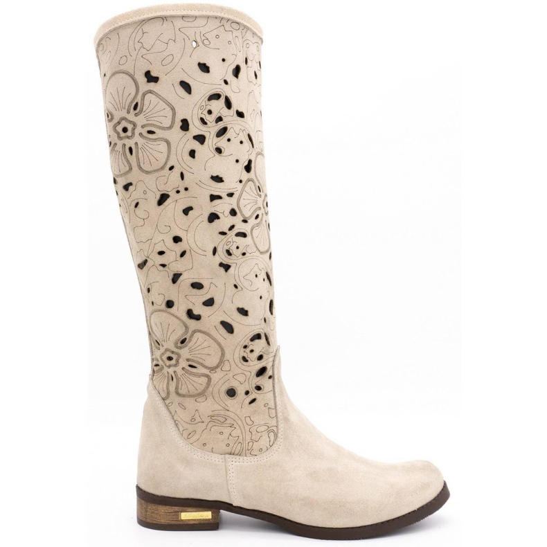 Olivier Botas de mujer caladas Flores beige claro Olivier Botas de mujer caladas Flores beige claro