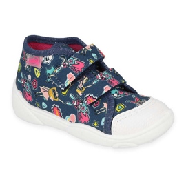 Zapatillas para niños de Befado 212p080 azul marino con aplicaciones coloridas