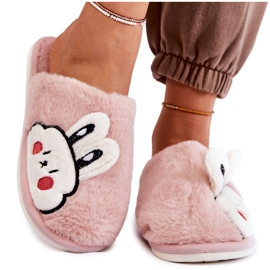 PA1 Pantuflas De Mujer De Pelo Con Conejo Rosa Trisha