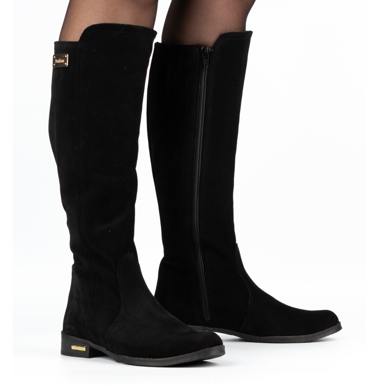 Olivier Botas de aislamiento para mujeres de cuero de moda Negro Negro