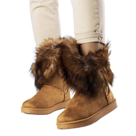 BM Botas de nieve con aislamiento marrón con piel de Kynlee gris BM Botas de nieve con aislamiento marrón con piel de Kynlee gris