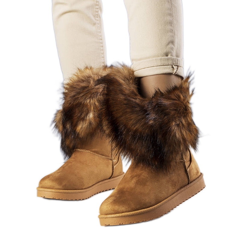 BM Botas de nieve con aislamiento marrón con piel de Kynlee gris BM Botas de nieve con aislamiento marrón con piel de Kynlee gris
