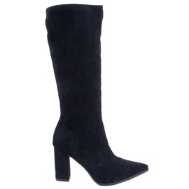 PA1 Botas Farrah de ante negro con tacón
